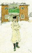 Carl Larsson daniels mats framfor sitt hus- daniels mats i bingsjo painting